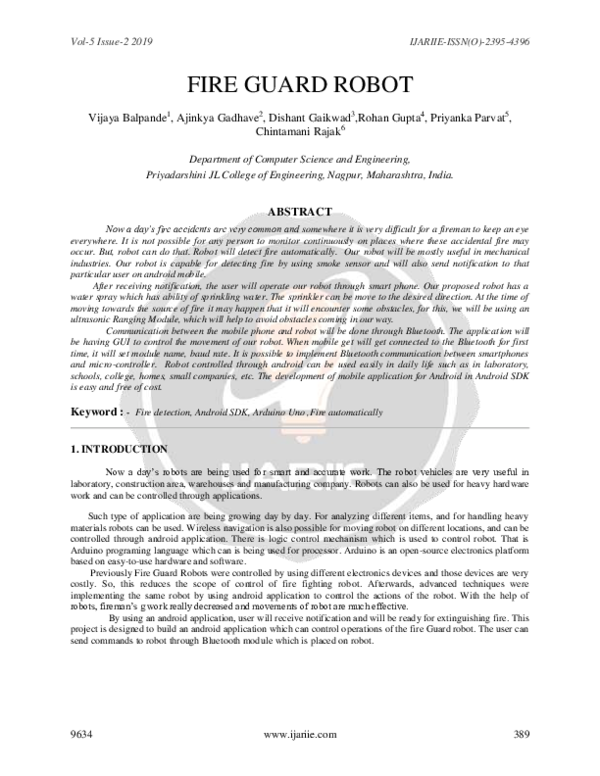 (PDF) Fire Guard Robot (FGR)