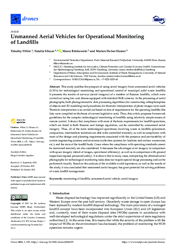(PDF) Unmanned Aerial Vehicles for Operational Monitoring of Landfills