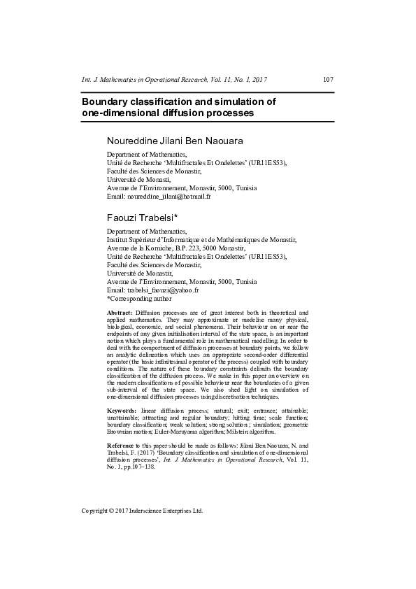 (PDF) Boundary classification and simulation of one-dimensional ...