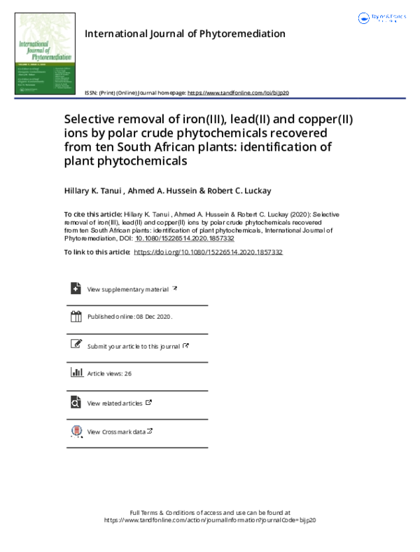 (PDF) Selective removal of iron(III), lead(II) and copper(II) ions by ...
