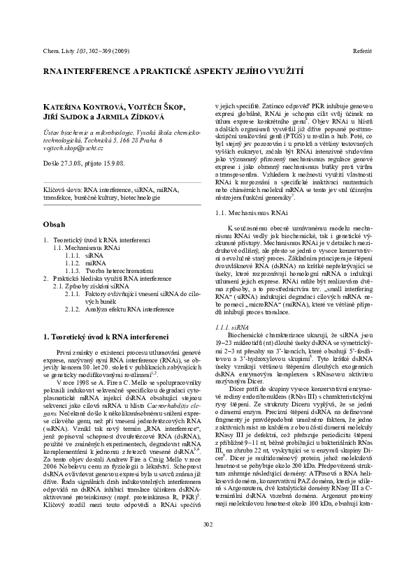 (PDF) RNA Interference and Practical Aspects of Its Application