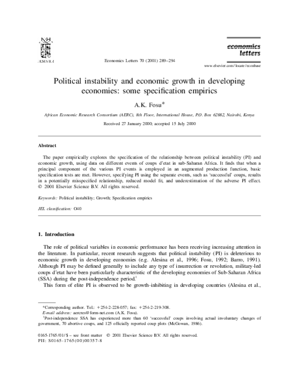 (PDF) Political instability and economic growth in developing economies ...