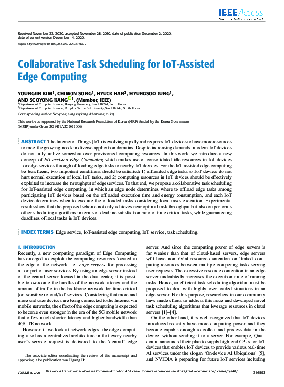 (PDF) Collaborative Task Scheduling for IoT-Assisted Edge Computing
