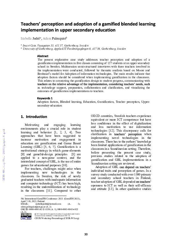 (PDF) Teachers' perception and adoption of a gamified blended learning ...