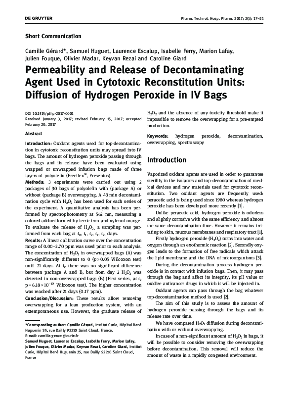(PDF) Permeability and Release of Decontaminating Agent Used in ...