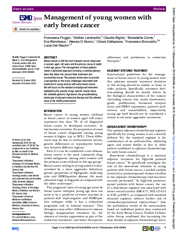(PDF) Management of young women with early breast cancer