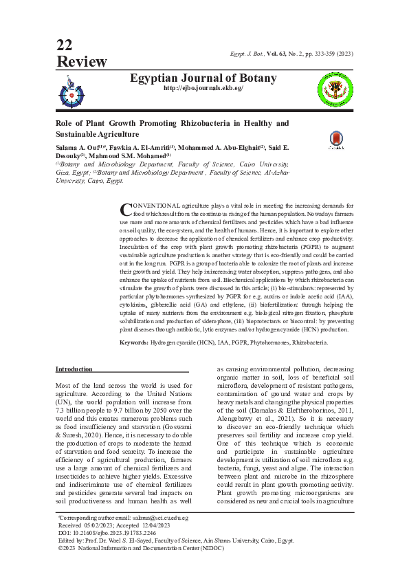 (PDF) Role of Plant Growth Promoting Rhizobacteria in Healthy and ...