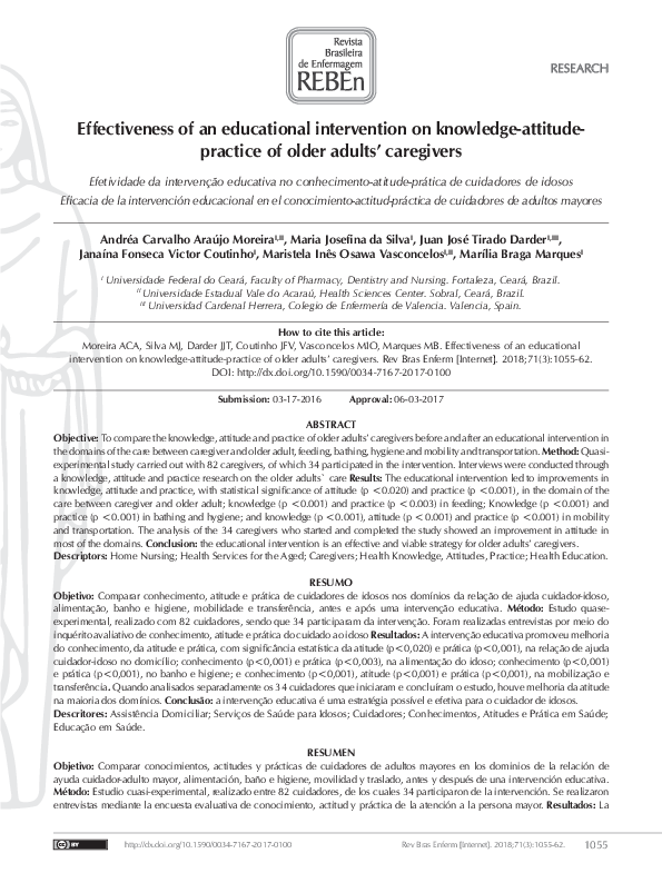 (PDF) Effectiveness of an educational intervention on knowledge ...
