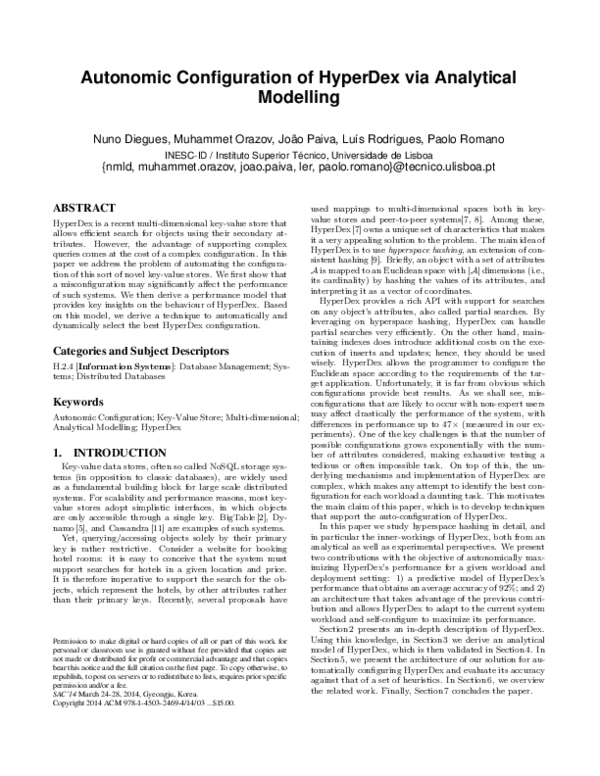 (PDF) Optimizing hyperspace hashing via analytical modelling and adaptation