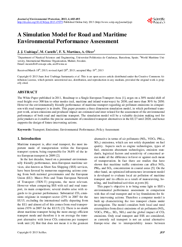 (PDF) A Simulation Model for Road and Maritime Environmental ...