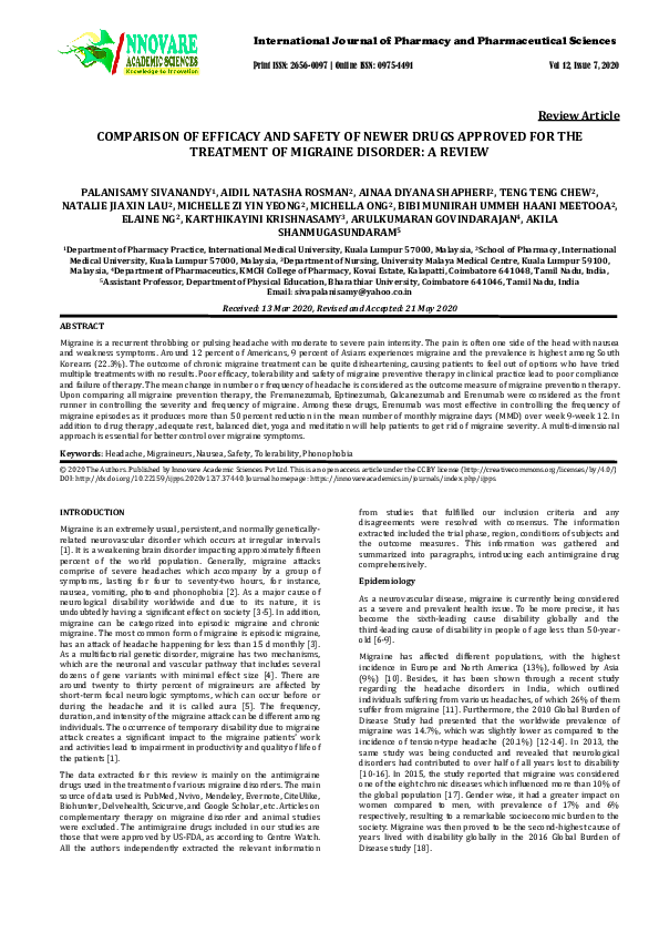 (PDF) Comparison of Efficacy and Safety of Newer Drugs Approved for the ...