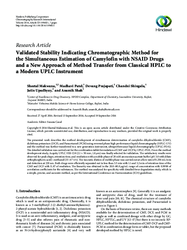 (PDF) Validated Stability Indicating Chromatographic Method for the ...
