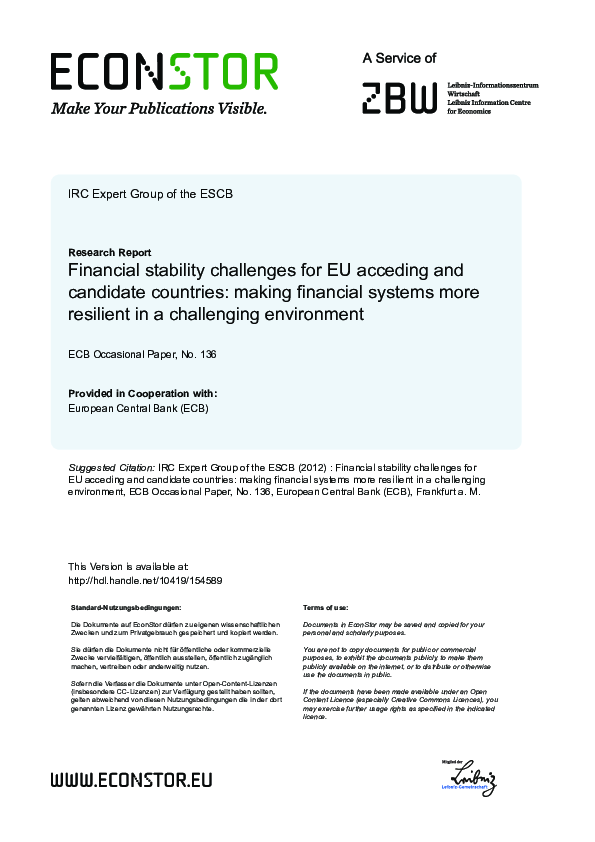 (PDF) Financial Stability Challenges for EU Acceding and Candidate ...