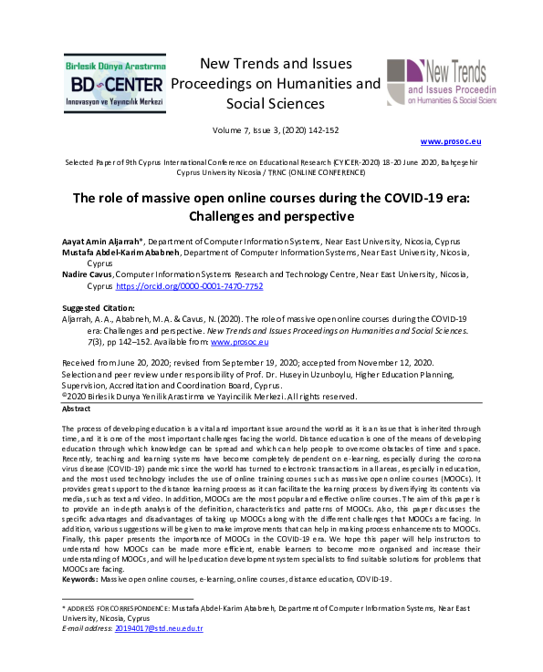 (PDF) The role of massive open online courses during the COVID-19 era