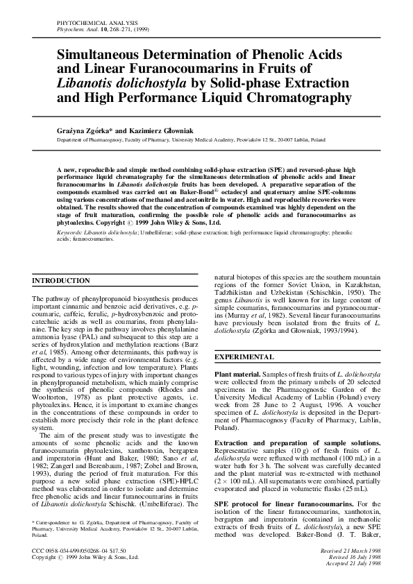(PDF) Simultaneous determination of phenolic acids and linear ...