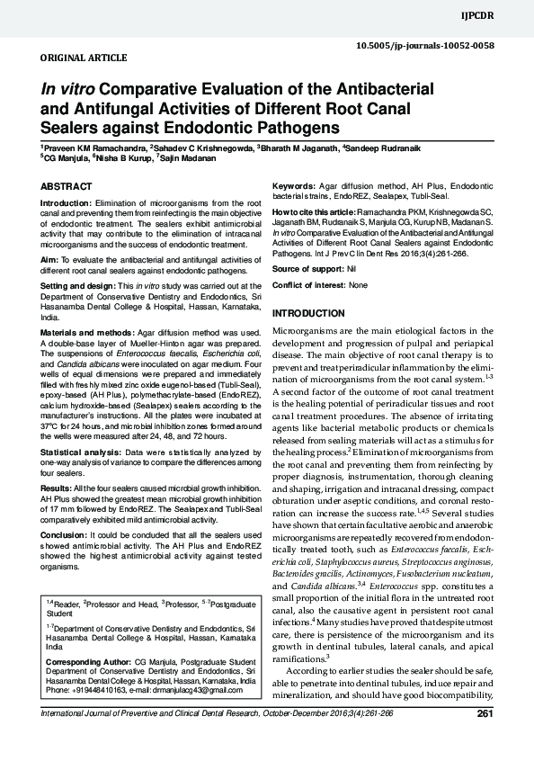 (PDF) In vitro Comparative Evaluation of the Antibacterial and ...