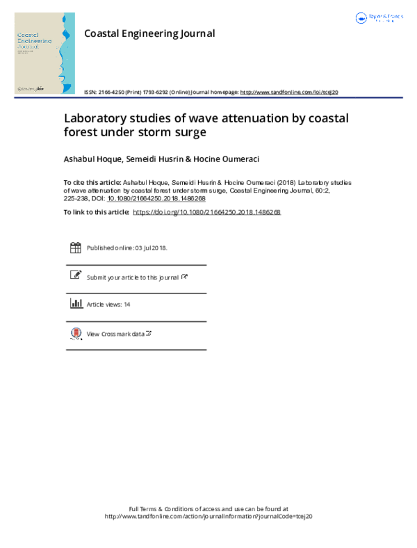 (PDF) Laboratory studies of wave attenuation by coastal forest under ...