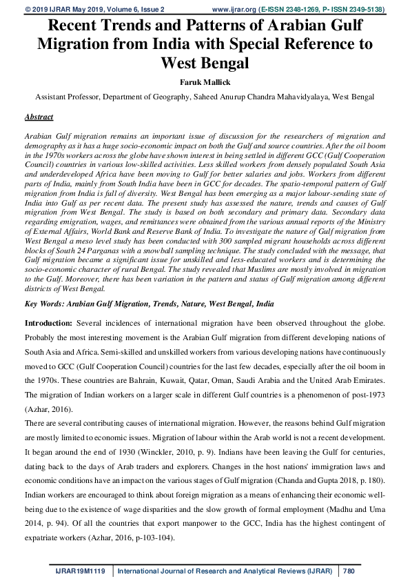 (PDF) Recent Trends and Patterns of Arabian Gulf Migration from India ...