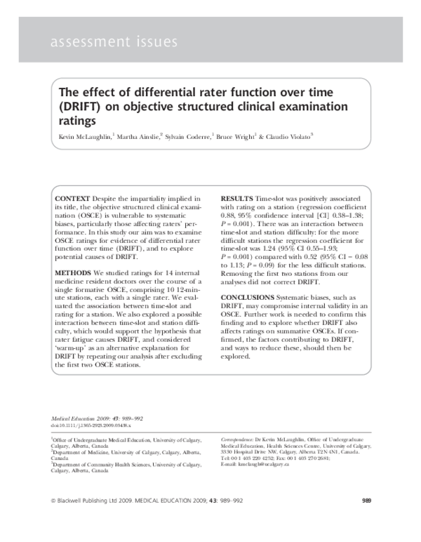 (PDF) The effect of differential rater function over time (DRIFT) on ...