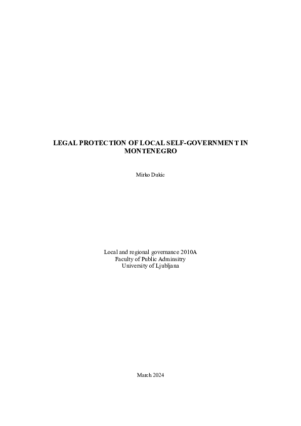 (PDF) Legal Protection Of Local Self-government in Montenegro