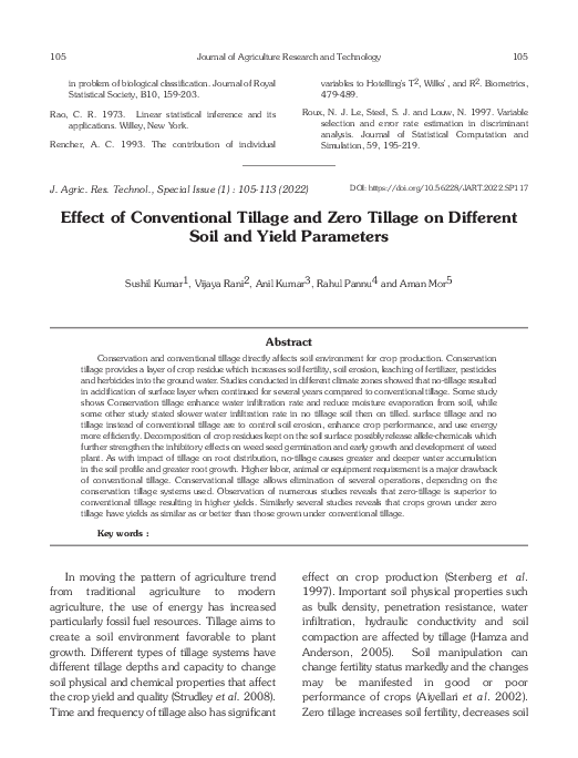 (PDF) Effect of Conventional Tillage and Zero Tillage on Different Soil ...