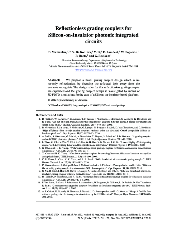 (PDF) A Grating-Coupler-Enabled CMOS Photonics Platform