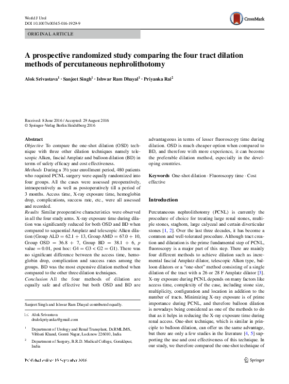 (PDF) A prospective randomized study comparing the four tract dilation ...
