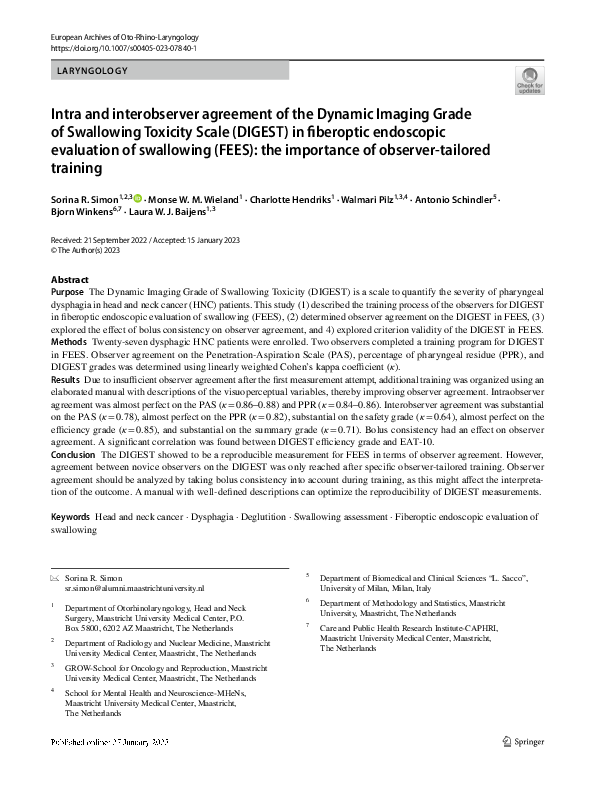 (PDF) Intra and interobserver agreement of the Dynamic Imaging Grade of ...