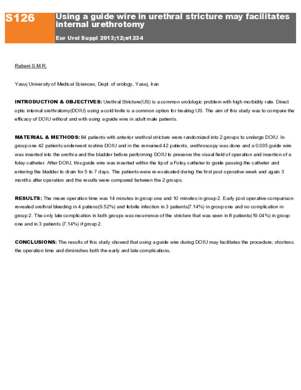 (PDF) S126 Using a guide wire in urethral stricture may facilitates ...