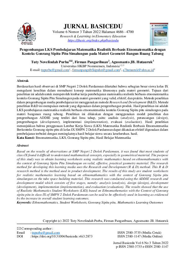 (PDF) Pengembangan LKS Pembelajaran Matematika Realistik Berbasis ...
