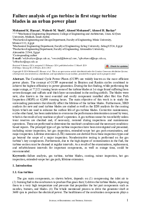 (PDF) Failure analysis of gas turbine in first stage turbine blades in ...