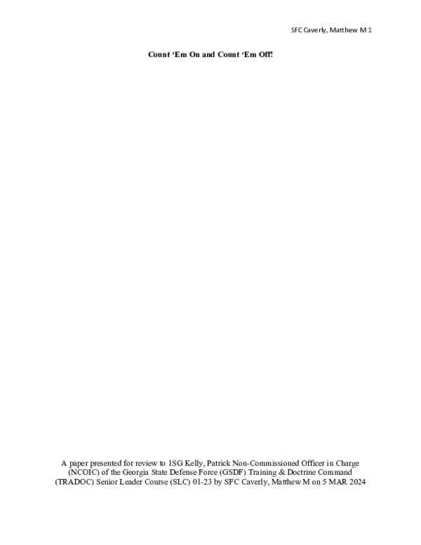 (DOC) SLC 4th WRITING ASSIGNMENT WE WERE SOLDIERS SFC CAVERLY 5 MAR 2024