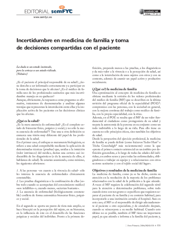 (PDF) Incertidumbre en medicina de familia y toma de decisiones ...