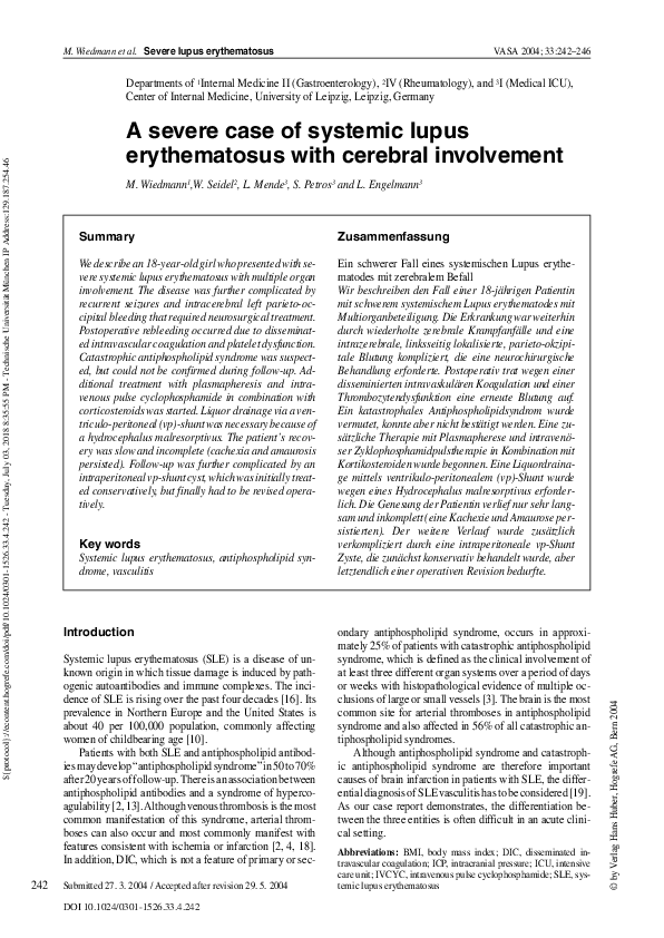 (PDF) A severe case of systemic lupus erythematosus with cerebral ...
