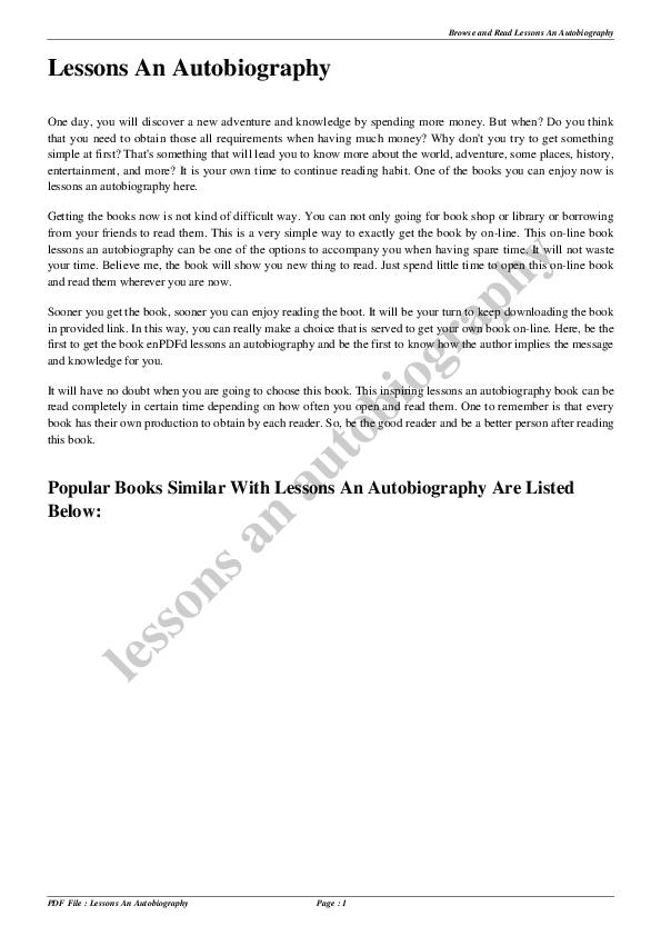 (PDF) Discovering Adventures: Lessons from an Autobiography