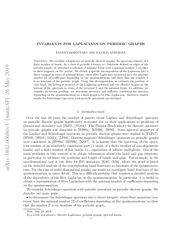 (PDF) Spectral estimates for Laplacians on periodic graphs and their ...