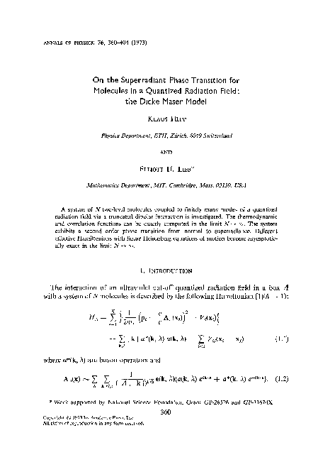 (PDF) On the superradiant phase transition for molecules in a quantized ...