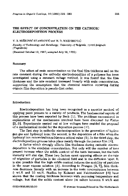 (PDF) The effect of concentration on the cathodic electrodeposition process