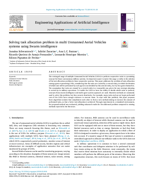 (PDF) Solving task allocation problem in multi Unmanned Aerial Vehicles ...
