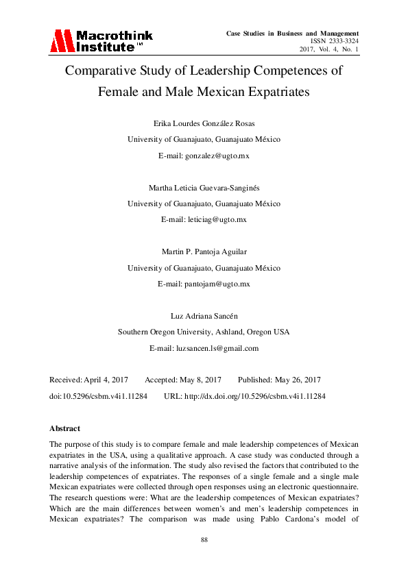 (PDF) Comparative Study of Leadership Competences of Female and Male ...