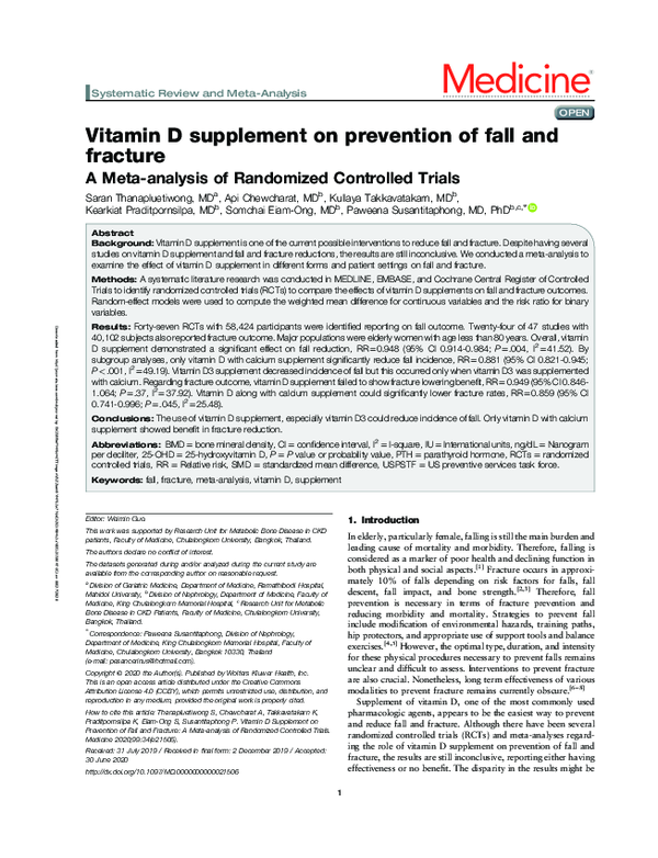 (PDF) Vitamin D supplement on prevention of fall and fracture