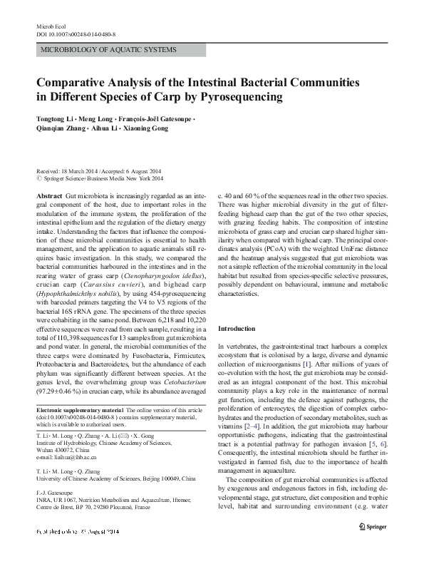 (PDF) Comparative Analysis of the Intestinal Bacterial Communities in ...
