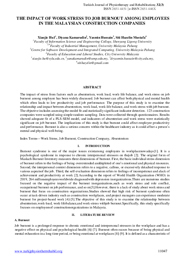 (PDF) The Impact of Work Stress to Job Burnout Among Employees in the ...