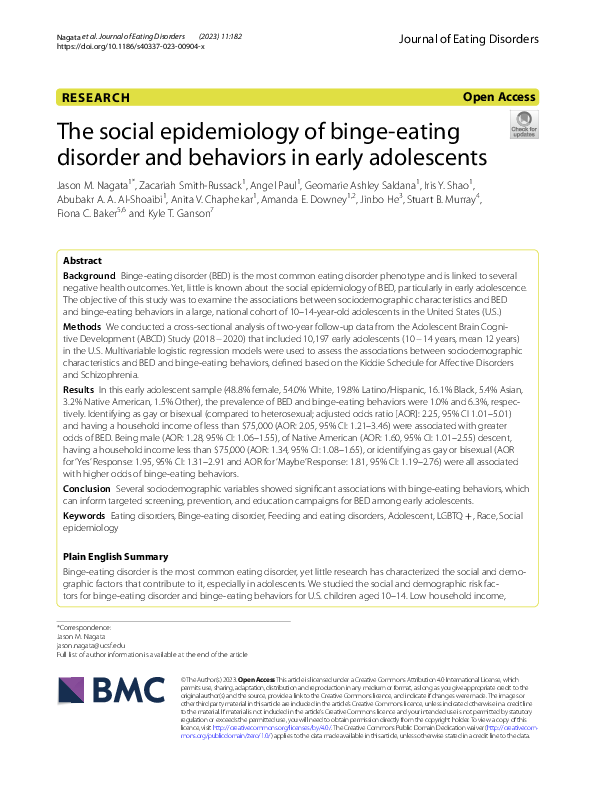 (PDF) The social epidemiology of binge-eating disorder and behaviors in ...