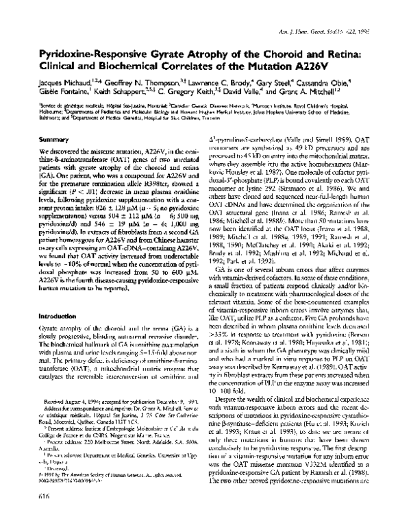 (PDF) Pyridoxine-responsive gyrate atrophy of the choroid and retina ...