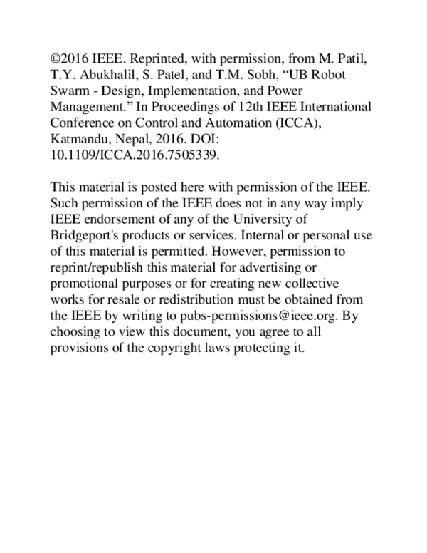 (PDF) UB robot swarm — Design, implementation, and power management ...