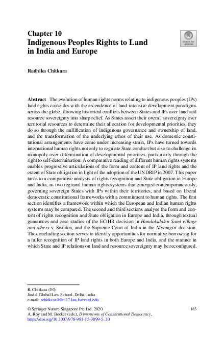 (PDF) Indigenous Peoples Rights to Land in India and Europe