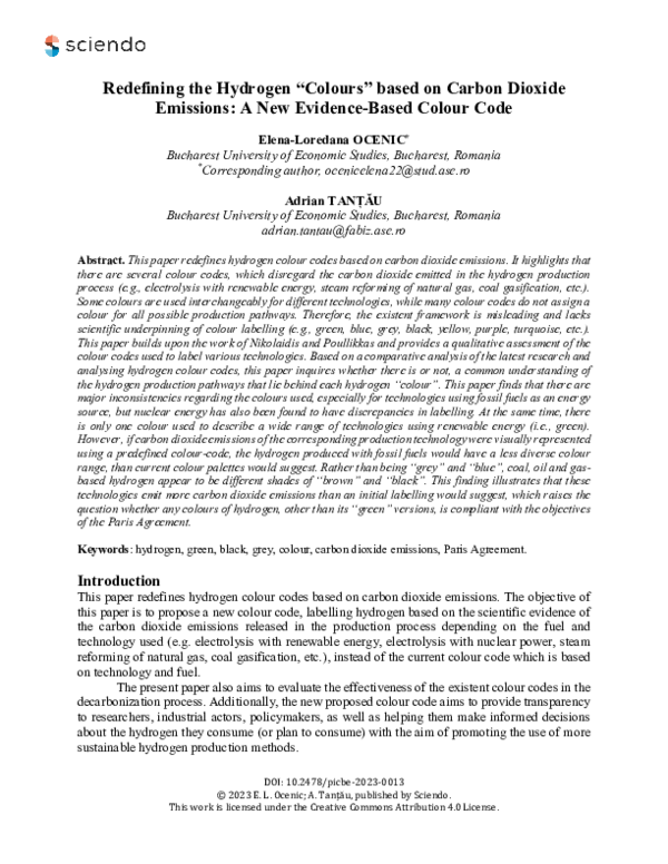 (PDF) Redefining the Hydrogen “Colours” based on Carbon Dioxide ...