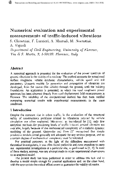 (PDF) Numerical evaluation and experimental measurements of traffic ...