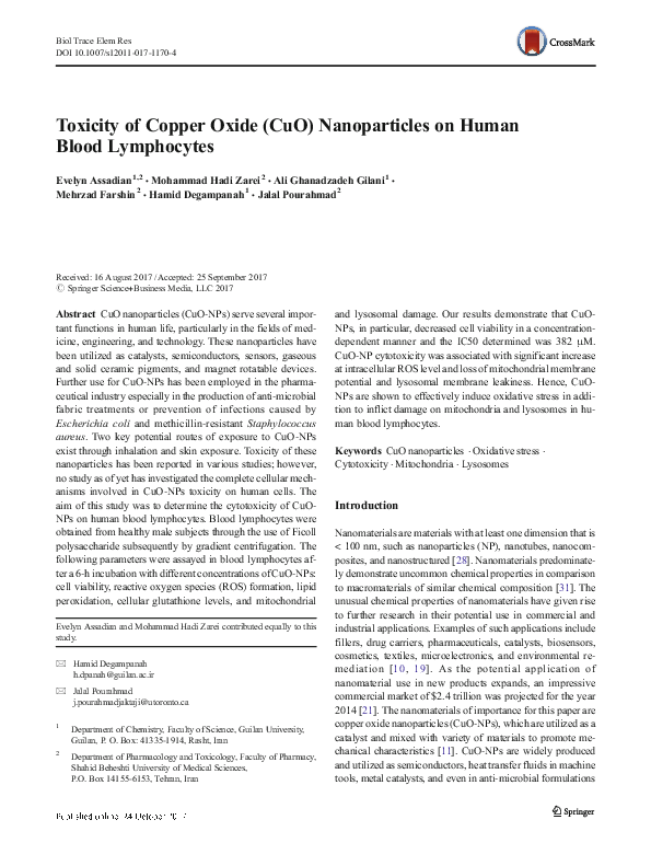 (PDF) Toxicity of Copper Oxide (CuO) Nanoparticles on Human Blood ...